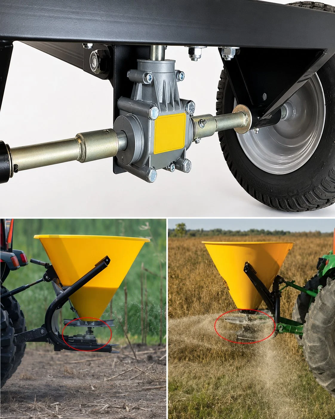Fertilizer spreader gearbox application in the field