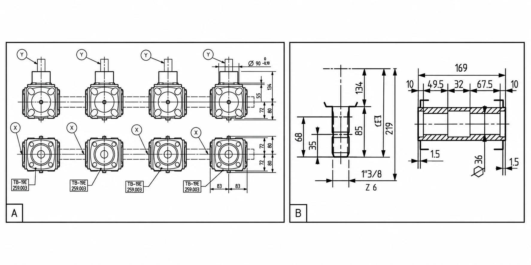 Caja de cambios para esparcidoras de estiércol: Ingeniería para trabajos pesados Dimensiones de la caja de engranajes del esparcidor de estiércol
