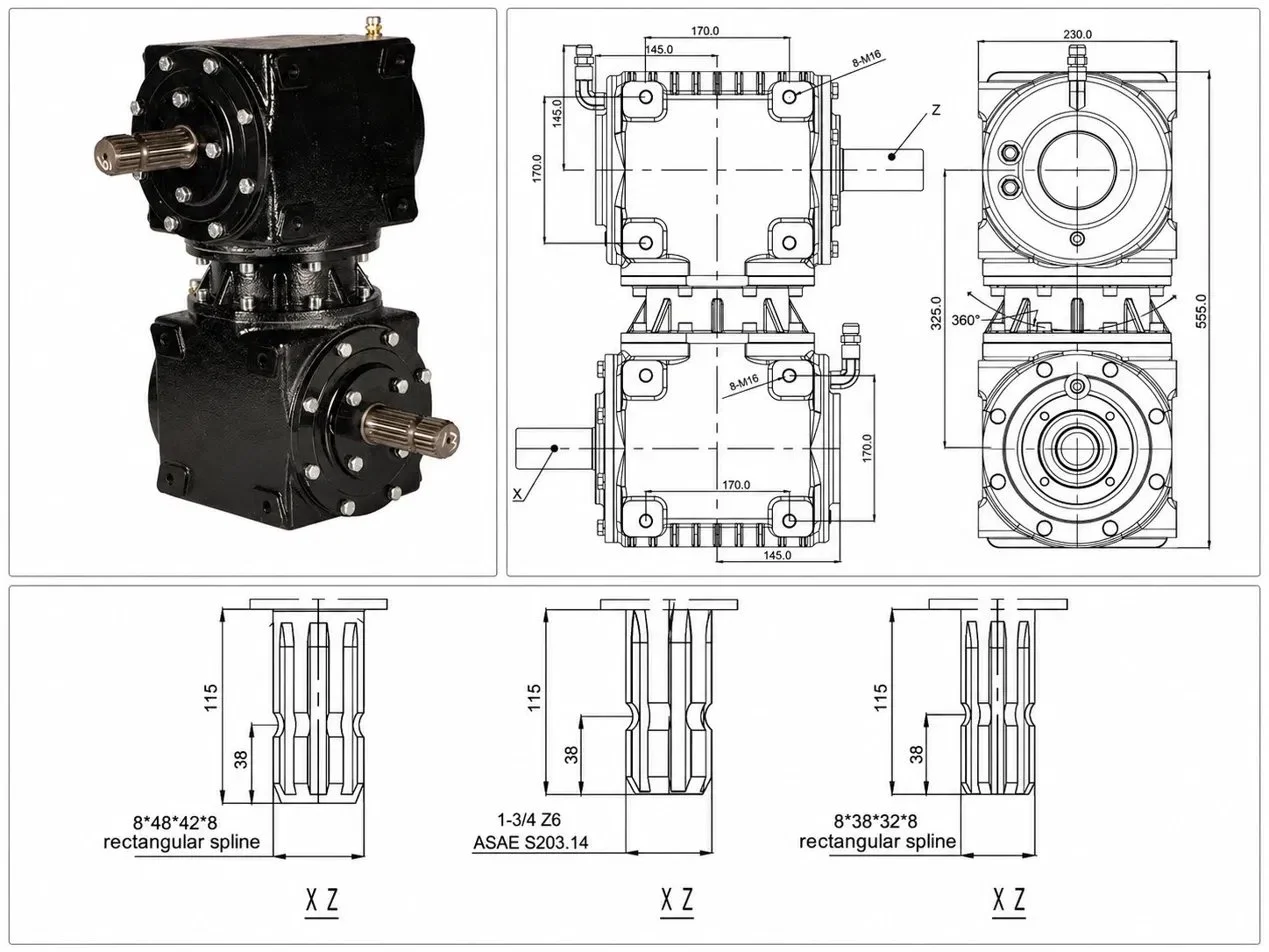 Pull-behind Mower Gearbox Dimension