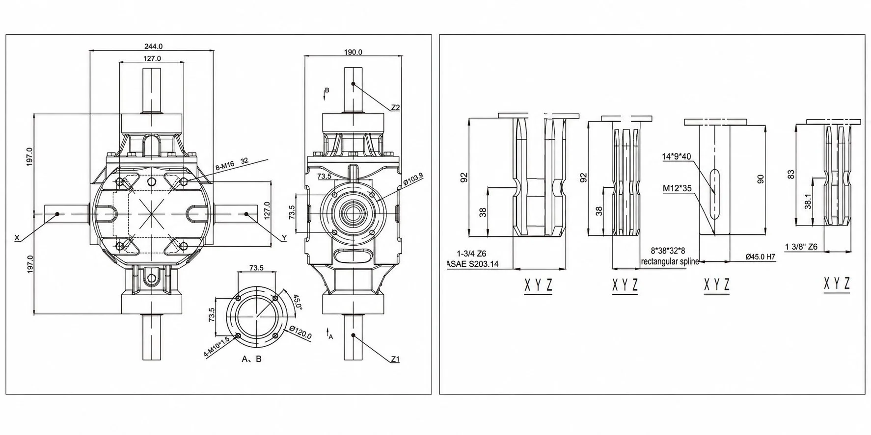 PTO Gearbox Failure Analysis: 8 Root Causes & Fixes Round Baler Gearbox Dimension reference